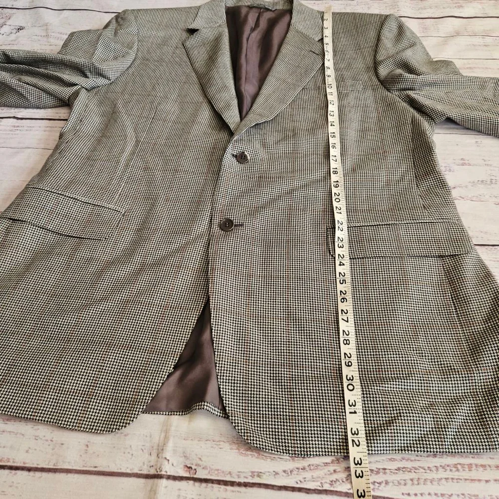 Canali Pure Wool Micro Houndstooth Plaid Windowpane Sport Coat Mens 56R IT